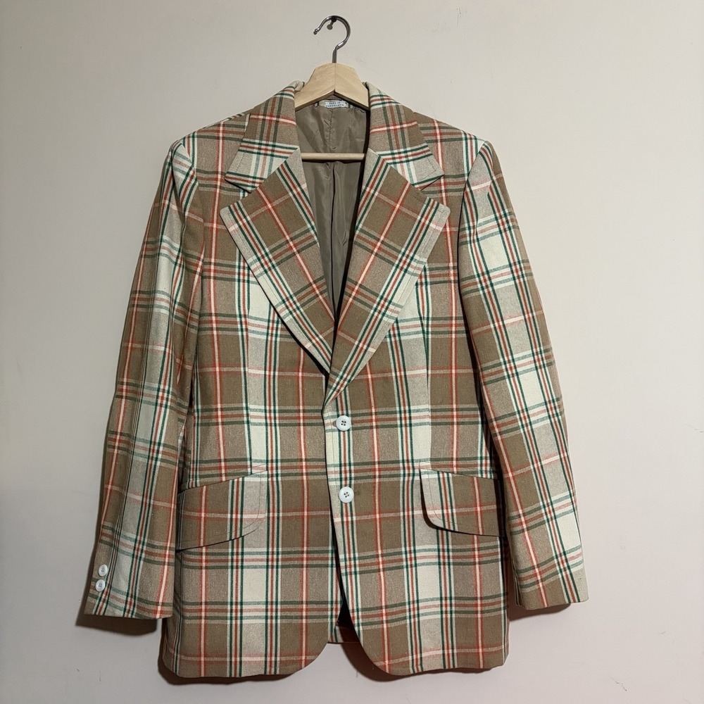 Vintage Citta 2000 Men's Brown Plaid Blazer Wide Lapel Eclectic Grampa Derbywear